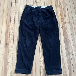Polo Ralph Lauren Hammond Pant Mens Navy Blue Corduroy Pleated Cuffed Trouser 36